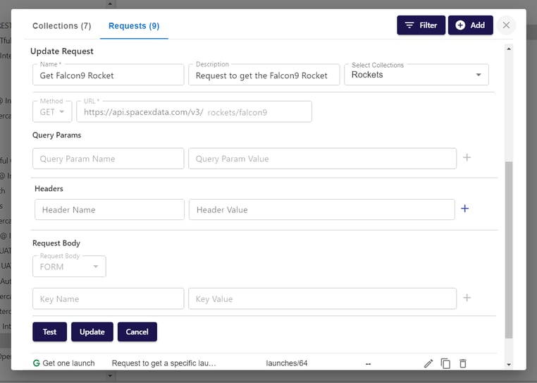 Adding/Editing a Request for SpaceX Repository Data using the Syndeia Web Browser