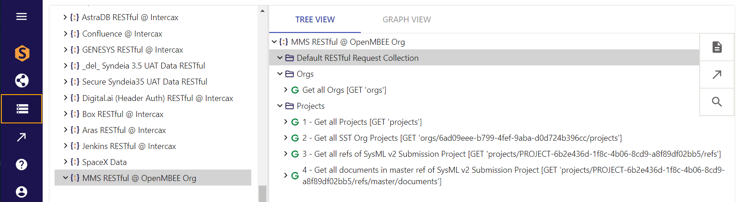 Collection and request structure for MMS repository connections