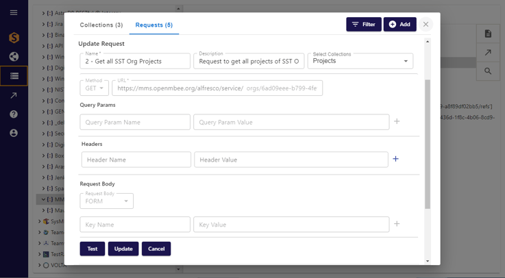 Adding a Request to the MMS repository connection